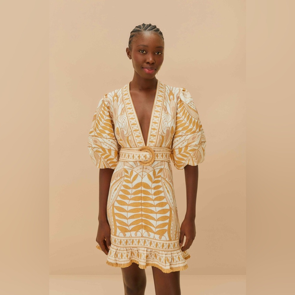Farm Rio: NWT Off-White Lace Nature Lenzing™ Euroflax Mini Dress - Picture 11 of 11